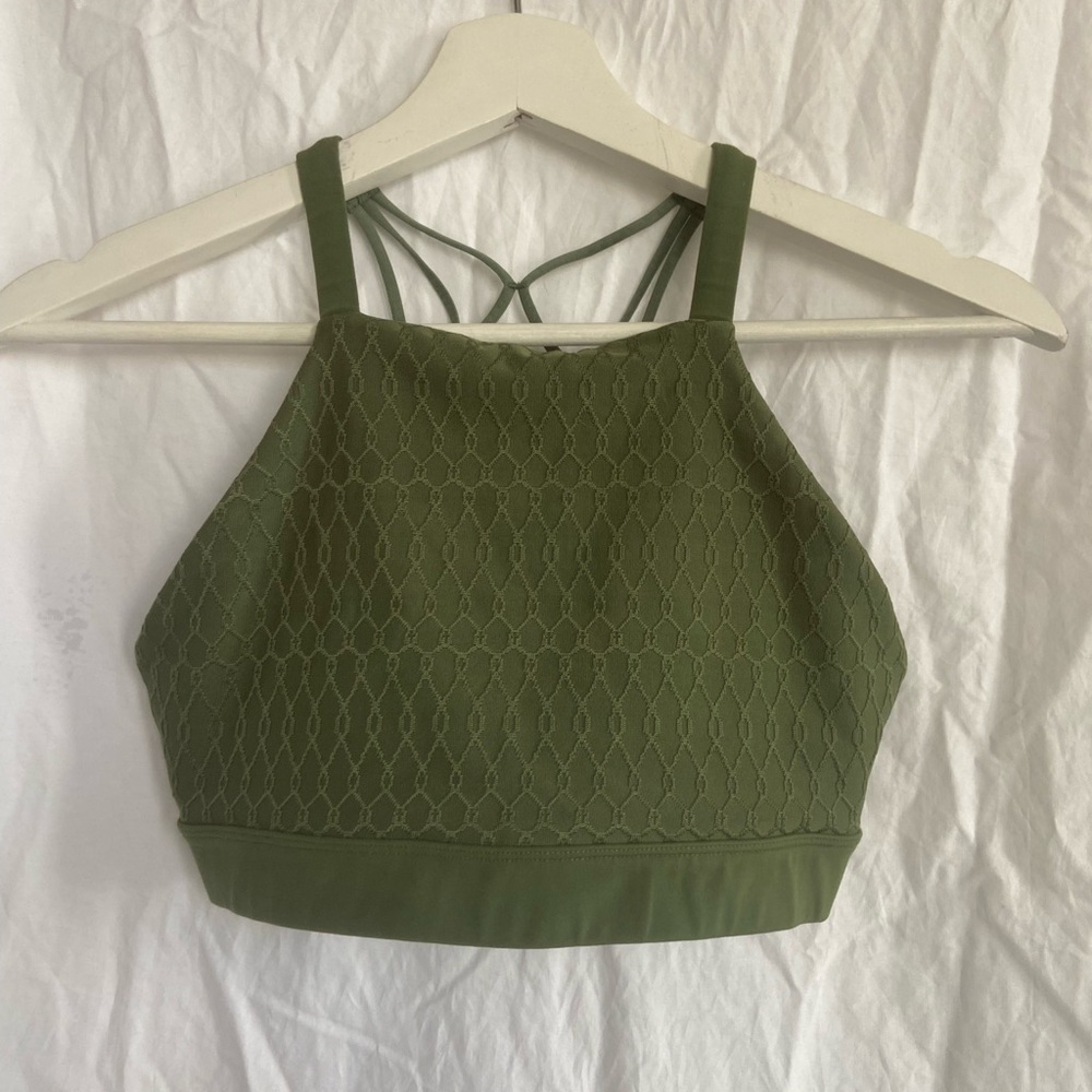 Lorna Jane Army Green High Neck Sport Bra Size Small - Picture 3 of 13